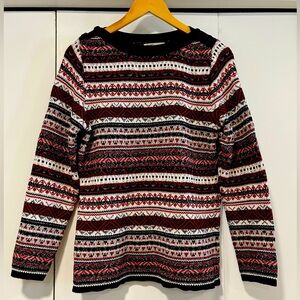 COTTON COUNTRY BY PARKHURST red Patterned Granny Sweater 100% cotton Canada